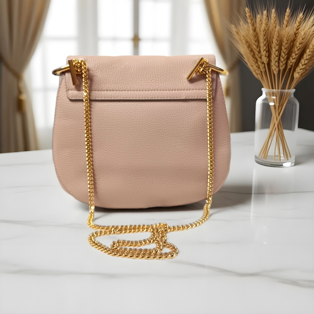 Chloé Drew Small Cement Pink Grained Lambskin Crossbody Bag ✨ - Picture 14 of 17